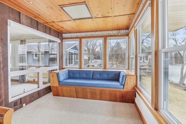 sunroom / solarium with wooden ceiling