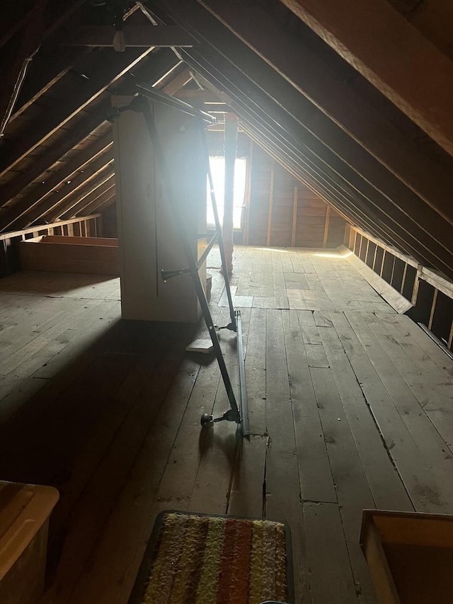 view of unfinished attic