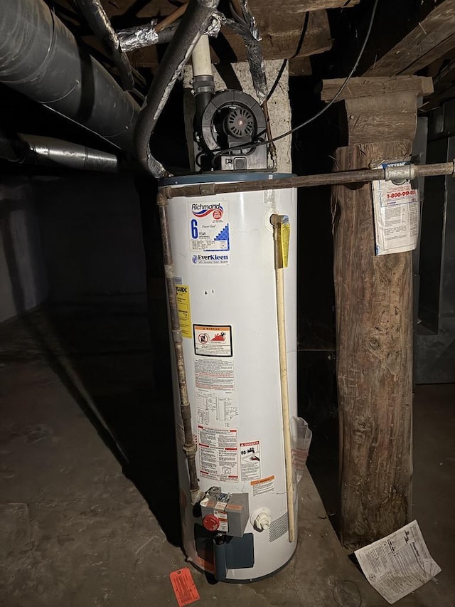 utility room featuring water heater