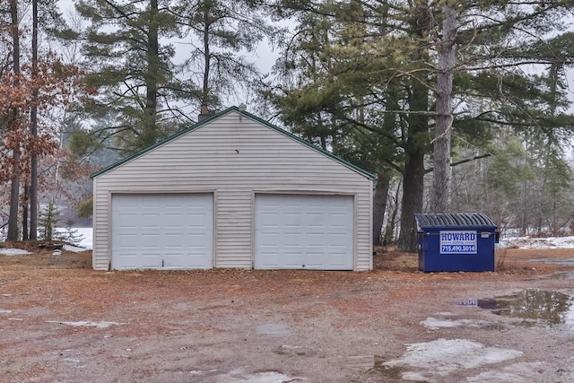 view of detached garage