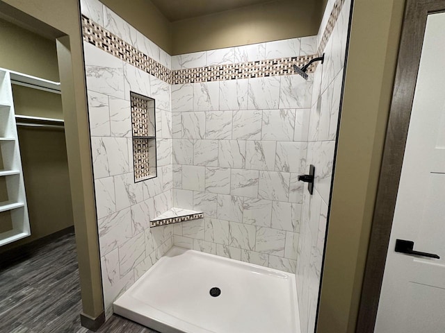 bathroom featuring a shower stall