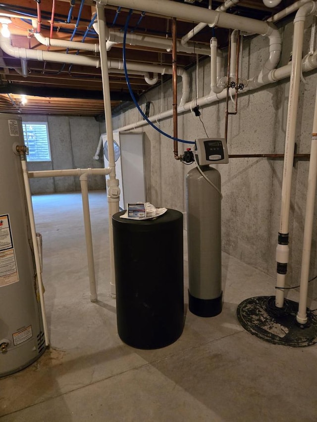 utility room with water heater