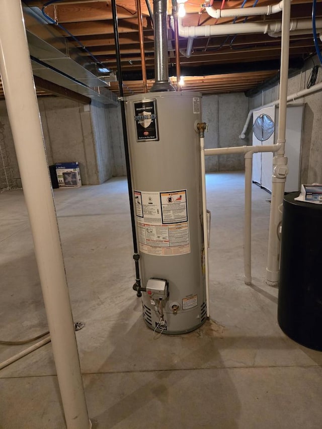 utility room with water heater