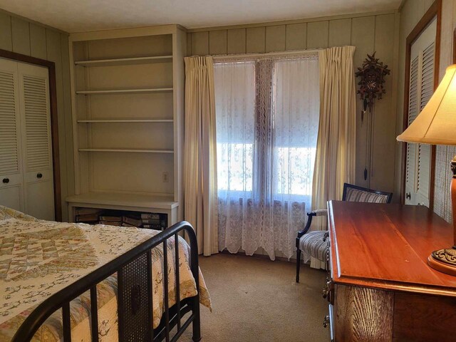 bedroom featuring carpet and a closet