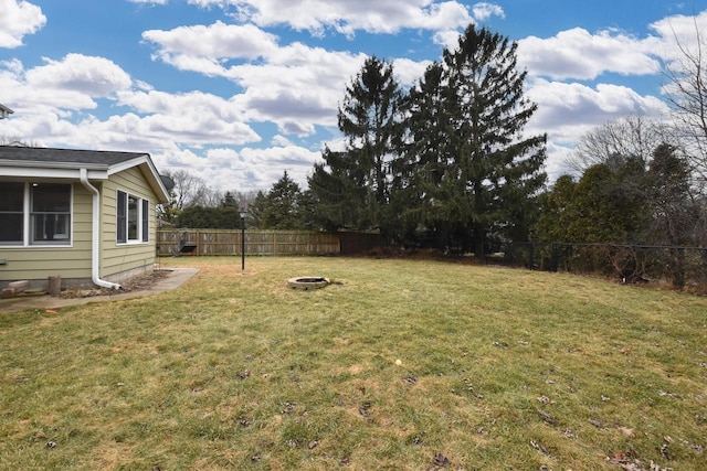 view of yard with a fenced backyard