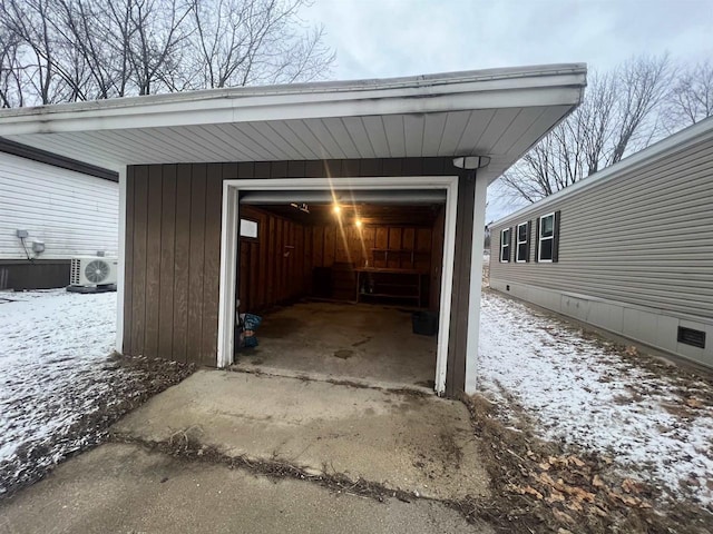 exterior space with a garage and crawl space