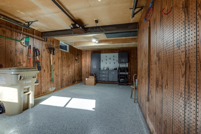 interior space with wood walls