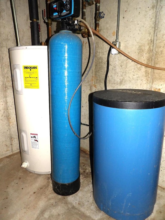 utility room with water heater