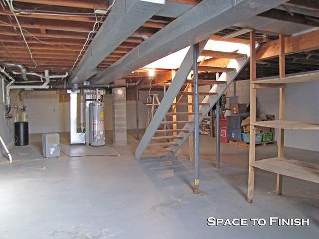 872 Northside Dr, Platteville, WI 53818 - unfinished below grade area with water heater and stairs