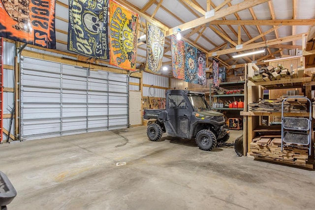 garage with metal wall