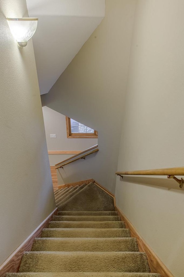 staircase with wood finished floors