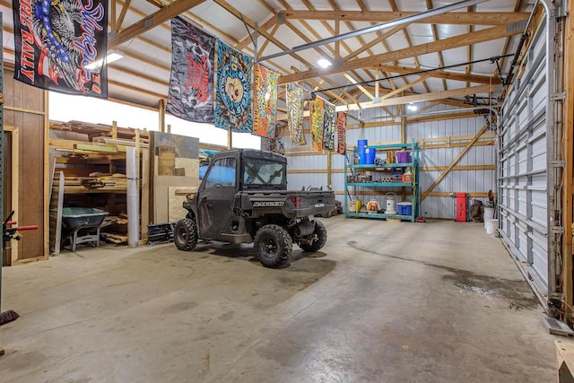 garage featuring metal wall