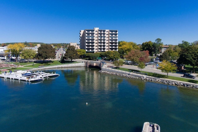 view of water feature featuring a boat dock