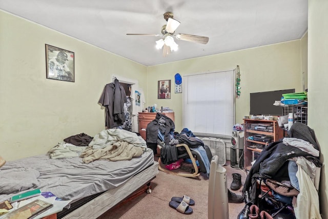 bedroom with carpet and ceiling fan