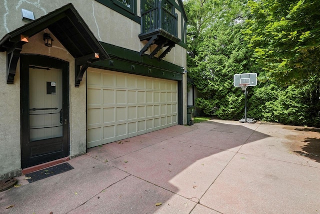 garage with driveway