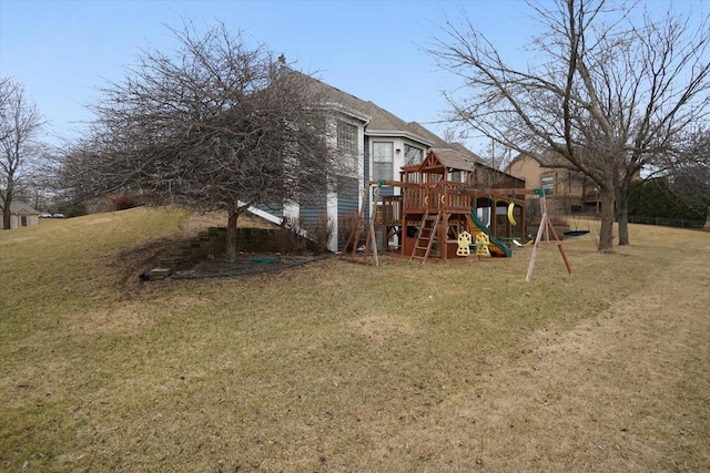 view of yard with a playground