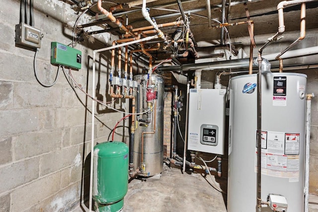 utilities featuring gas water heater and tankless water heater