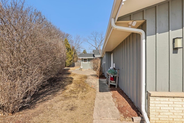 view of side of property featuring board and batten siding