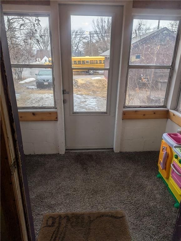 entryway with carpet