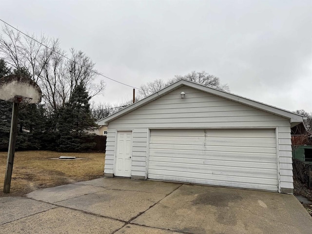 view of detached garage