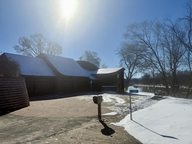 view of side of property featuring a water view