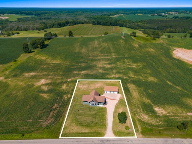 aerial view featuring a rural view