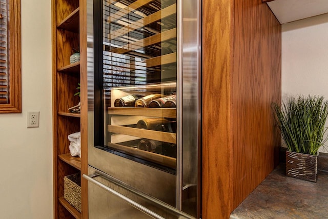 wine room with beverage cooler