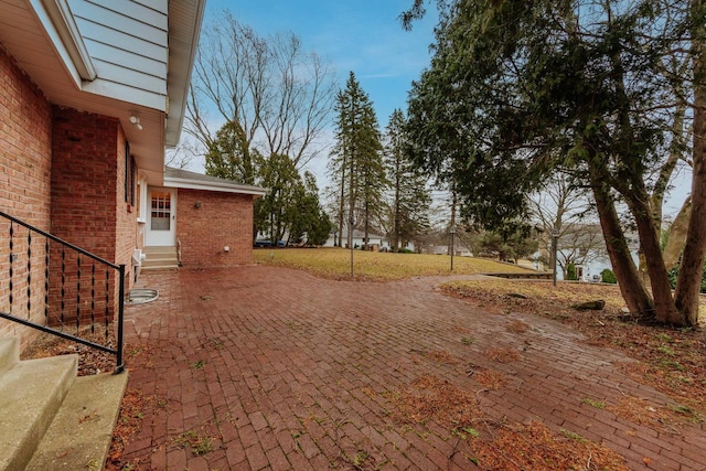 view of yard featuring entry steps