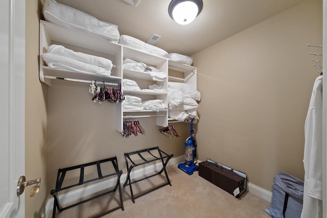 spacious closet with carpet floors