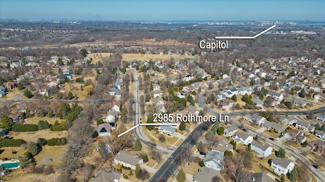 drone / aerial view featuring a residential view