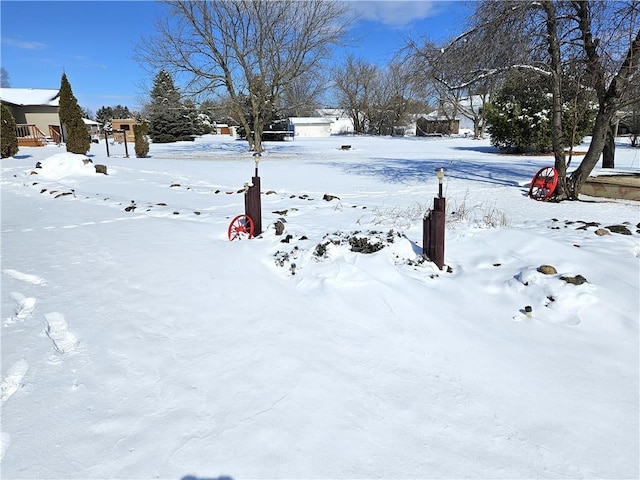 view of yard covered in snow