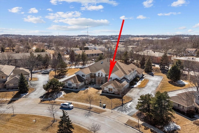 aerial view featuring a residential view