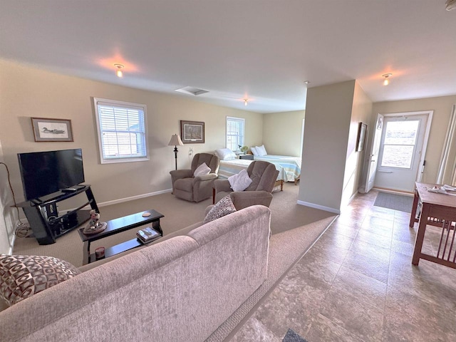 living area with baseboards