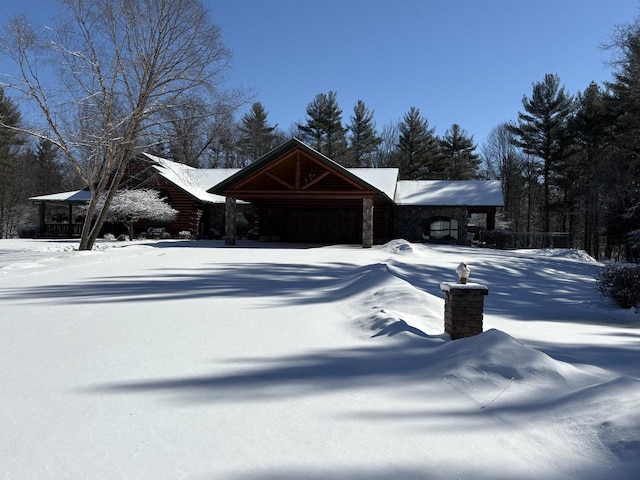 exterior space with a garage