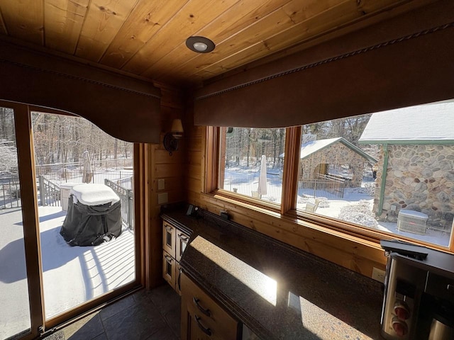 interior space featuring a wealth of natural light and wooden ceiling