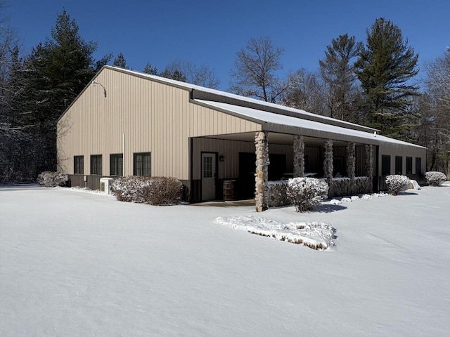 view of snow covered exterior