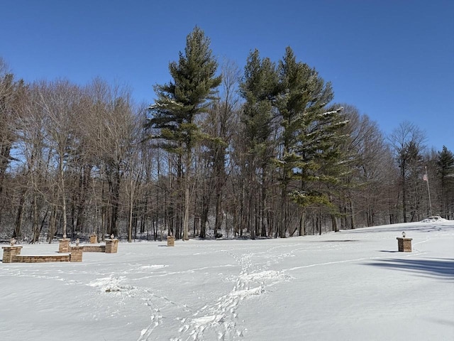 exterior space featuring a view of trees