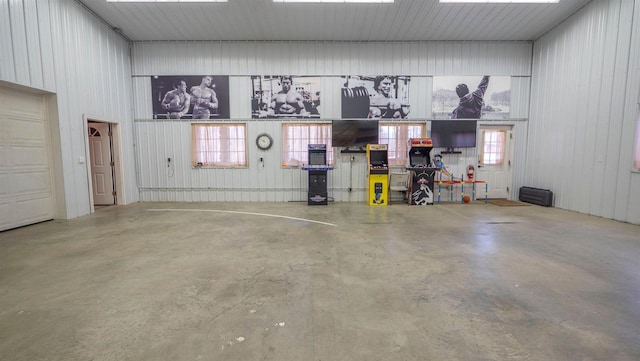 garage featuring metal wall