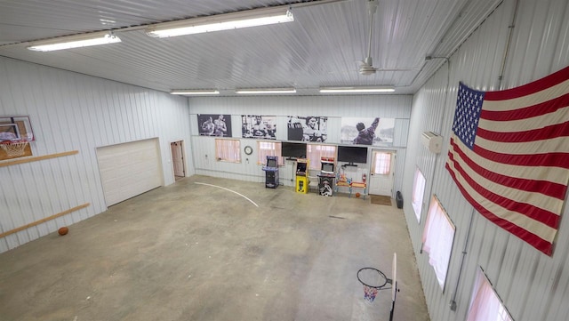 garage featuring metal wall