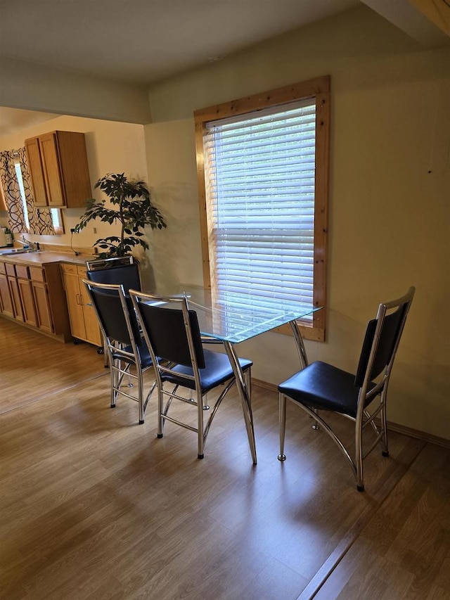 2838 W 3rd Dr, Oxford, WI 53952 - dining area featuring light wood-type flooring and baseboards