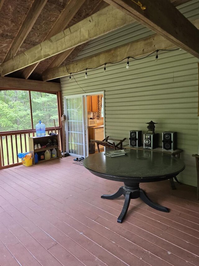 2838 W 3rd Dr, Oxford, WI 53952 - wooden terrace featuring ceiling fan