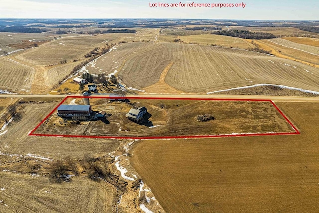 N5184 County Rd N, Monroe, WI 53566 - aerial view of property and surrounding area with rural landscape and property parcel outlined