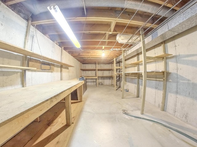 view of unfinished basement