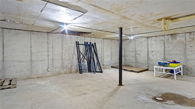 view of unfinished basement