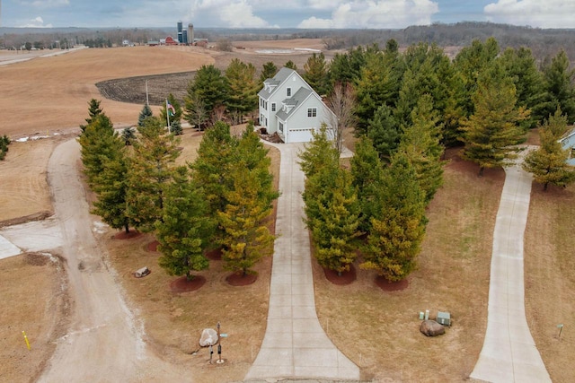 bird's eye view with a rural view