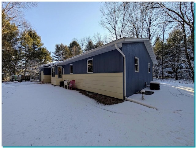 view of snow covered exterior