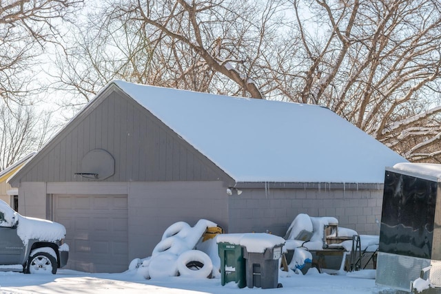 exterior space featuring a garage