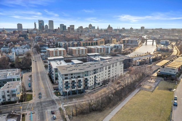 aerial view with a city view