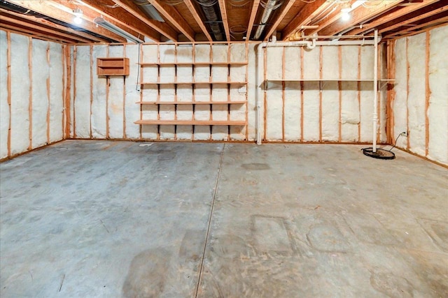 view of unfinished basement