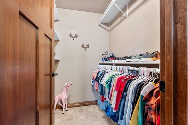 spacious closet featuring carpet floors